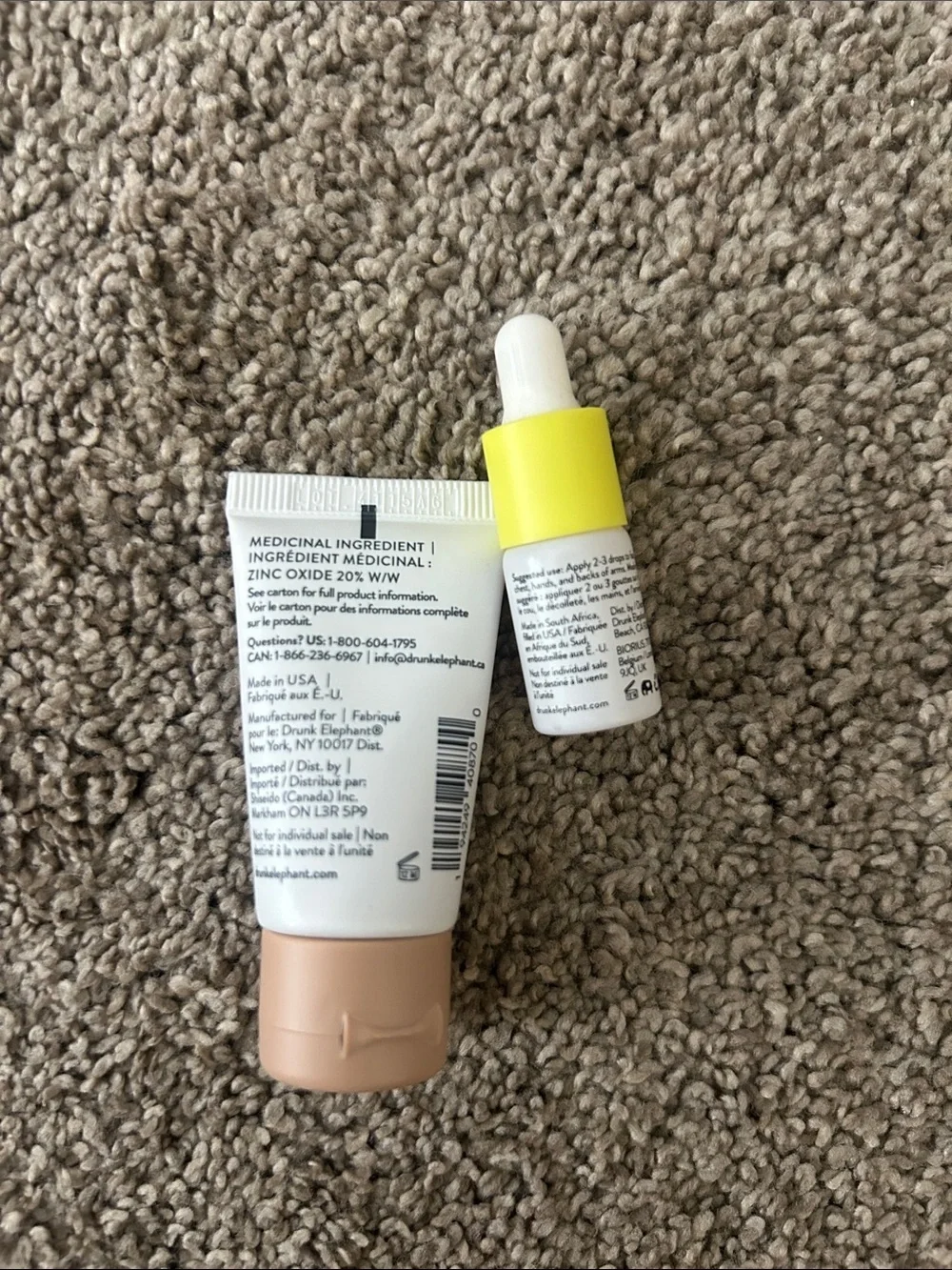 Drunk Elephant Sunscreen Tube and Dropper Face Oil